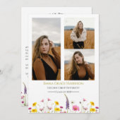 Wildflower Afstuderen Aankondiging met Foto's (Voorkant / Achterkant)