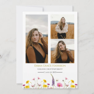 Wildflower Afstuderen Aankondiging met Foto's