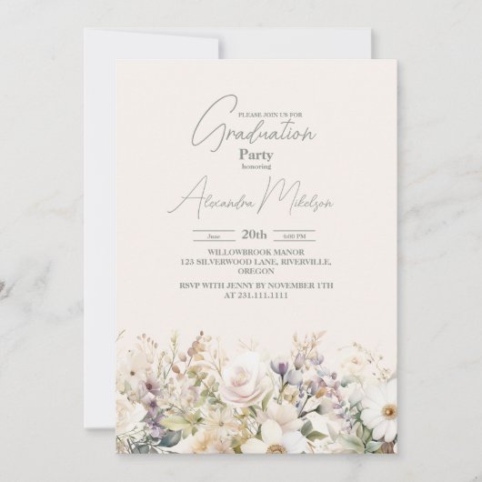 Wildflower Afstuderen Boho Land Bloemen Kaart (Voorkant)