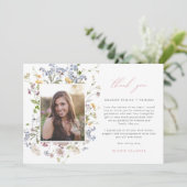 Wildflower Afstuderen Dank u kaart 3 foto's Boho (Staand voorkant)