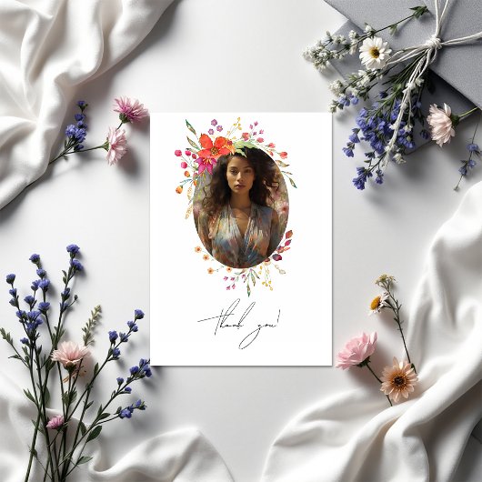 Wildflower Afstuderen Fotocollage Bedankkaart