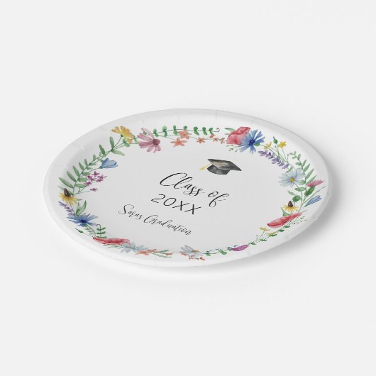 Wildflower Afstuderen Papieren Bordje (Gekanteld)