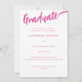 Wildflower Afstuderen Photo Arch Pink Script Aankondiging (Achterkant)