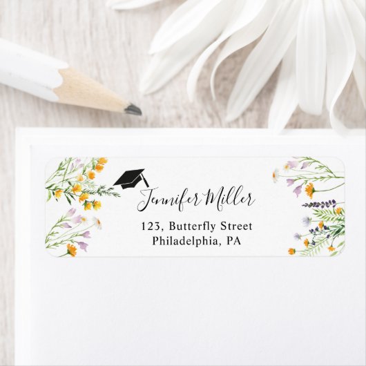 Wildflower Afstuderen retour adreslabel Etiket (Insitu)