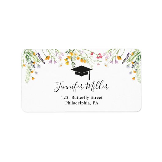 Wildflower Afstuderen retour adreslabel Etiket (Voorkant)