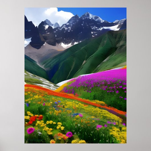 Wildflower AI Fantasy Digitale Kunst Print Landsch (Voorkant)
