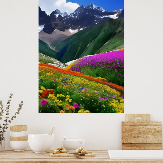 Wildflower AI Fantasy Digitale Kunst Print Landsch (Keuken)