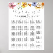 Wildflower alfabetische bruiloft zitgrafiek poster (Voorkant)
