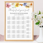 Wildflower alfabetische bruiloft zitgrafiek poster