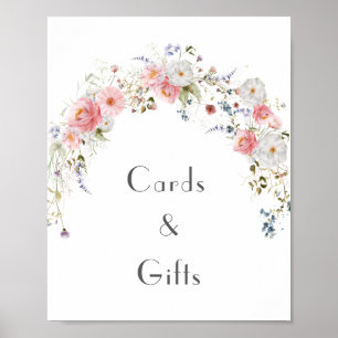 Wildflower Arc Roze Witte Trouwkaarten & Geschenke Poster