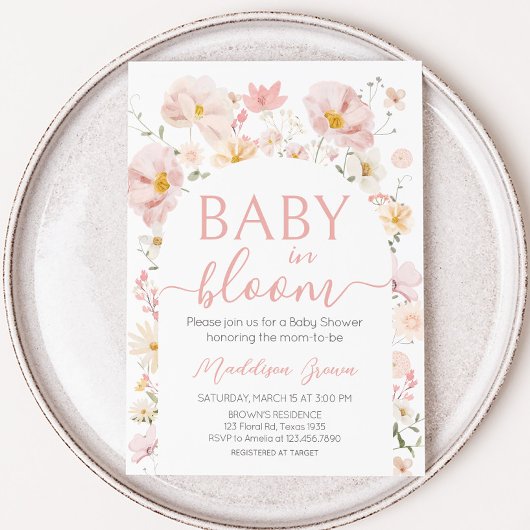 Wildflower Arch Baby in Bloom Baby shower Kaart