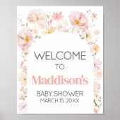 Wildflower Arch Baby in Bloom Baby shower Welkom Poster (Voorkant)