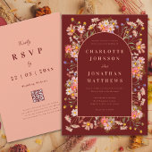 Wildflower Arch Boho Terracotta Fall Wedding Kaart