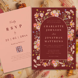 Wildflower Arch Boho Terracotta Fall Wedding Kaart