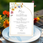 Wildflower Arch Gold | Boho Bruiloft Menu Kaart