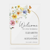 Wildflower Arch Gold |Huwelijk Acryl Welkom Teken Acryl Bord (Voorkant)