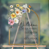 Wildflower Arch Gold |Huwelijk Acryl Welkom Teken Bord (Neutraal)