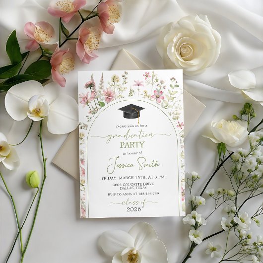 Wildflower Arch Graduation Invite 2026 Kaart