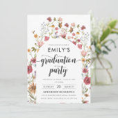 Wildflower Arch Graduation Party Uitnodiging (Staand voorkant)