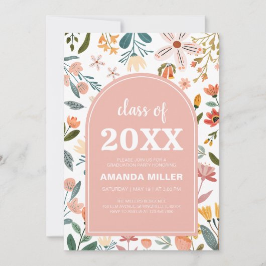 Wildflower Arch Graduation Party Uitnodiging (Voorkant)