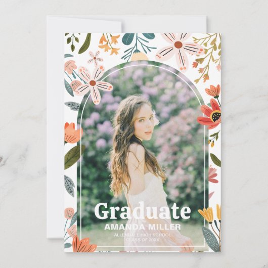 Wildflower Arch Graduation Party Uitnodiging (Achterkant)