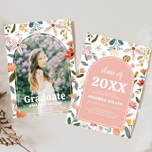 Wildflower Arch Graduation Party Uitnodiging
