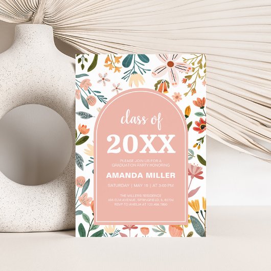 Wildflower Arch Graduation Party Uitnodiging