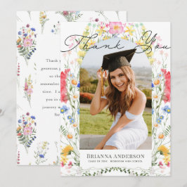 Wildflower Arch Photo Graduation Thank You Card Kaart