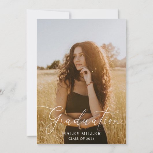Wildflower Arch Script Afstudeerder Foto Afstudere Kaart (Achterkant)