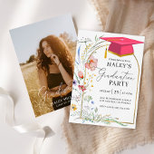 Wildflower Arch Script Afstudeerder Foto Afstudere Kaart