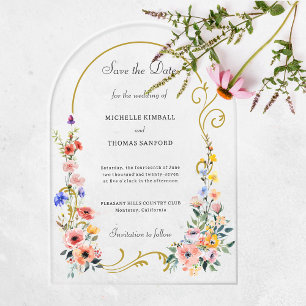 Wildflower Arch Wedding Save the Date Acryl Invi Uitnodigingen