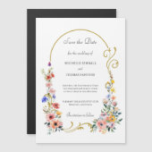 Wildflower Arch Wedding Save the Date Magnetische Uitnodiging (Voorkant / Achterkant)