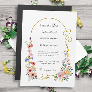 Wildflower Arch Wedding Save the Date Magnetische Uitnodiging