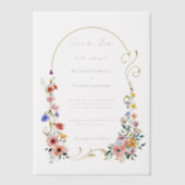 Wildflower Arch Wedding Save the Date Vellum Uitnodigingen (Voorkant)