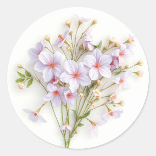 Wildflower Arrangement in zachte pasteltinten Ronde Sticker