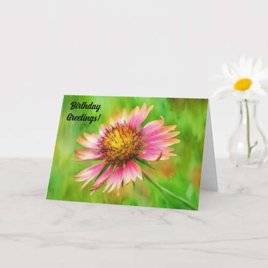 Wildflower Art Bloemen Verjaardag Kaart (Kleine Plant)