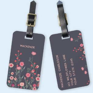 Wildflower Art gepersonaliseerde naam Bagagelabel