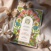 Wildflower Art Nouveau bruiloft Kaart