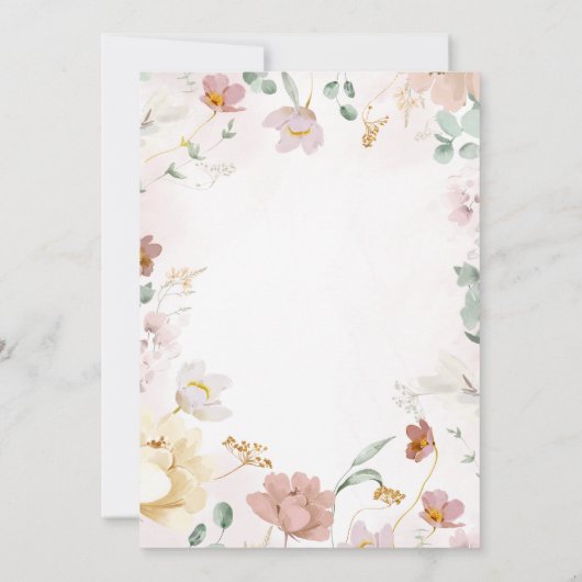 Wildflower Baby 1e verjaardagsuitnodiging Kaart (Achterkant)