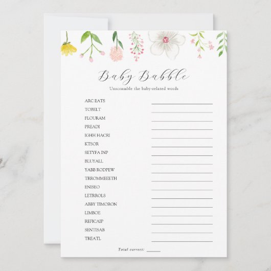 Wildflower Baby Babble Scramble Game Kaart (Voorkant)
