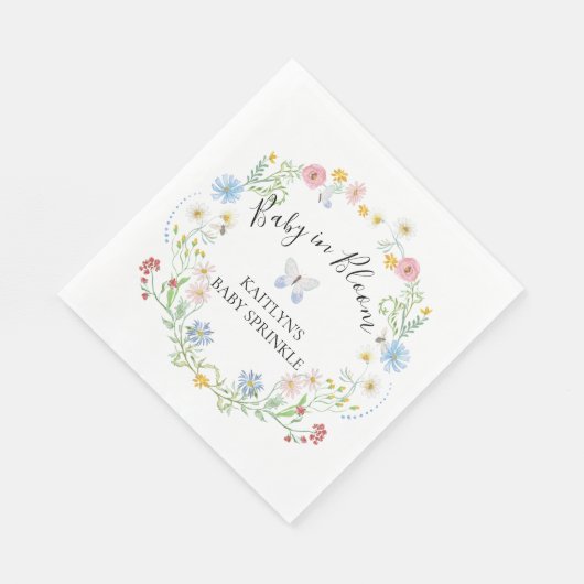 Wildflower Baby Bloom Bloemen Waterverf Sprinkle Servet (Hoek)