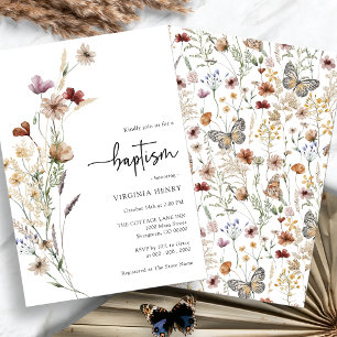 Wildflower Baby Doop Uitnodiging