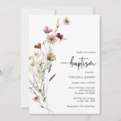 Wildflower Baby Doop Uitnodiging (Voorkant)