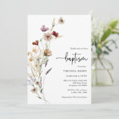 Wildflower Baby Doop Uitnodiging (Staand voorkant)