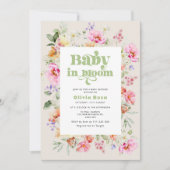 Wildflower baby in bloei baby meisje douche kaart (Voorkant)