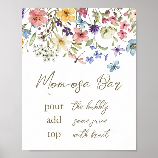 Wildflower Baby in bloei Baby shower Momosa teken Poster (Voorkant)