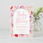 Wildflower baby in bloei Meisje Baby shower Kaart (Staand voorkant)