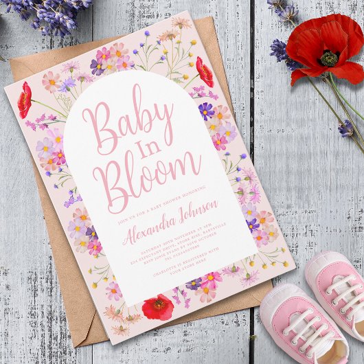 Wildflower baby in bloei Meisje Baby shower Kaart
