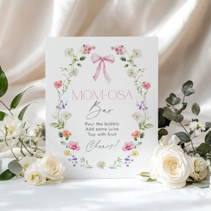 Wildflower Baby in bloei roze strik Momosa Bar Poster