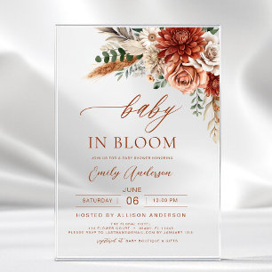 Wildflower Baby in Bloom Autumn Baby shower Acryl Uitnodigingen